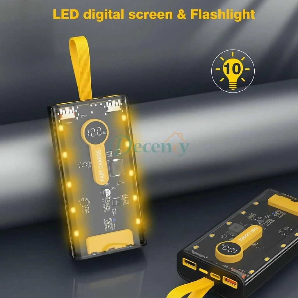 LED digital screen and flashlight with visible brand name on a dark background