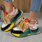 Rainbow Pearl-Embellished Sneakers