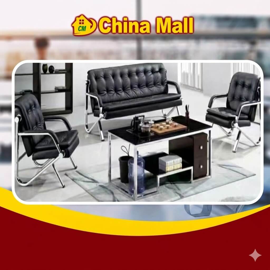 Modern 5-Seater Leather Office Sofa Set