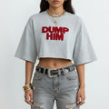 Crop Top with Red "DUMP HIM" Embroidery