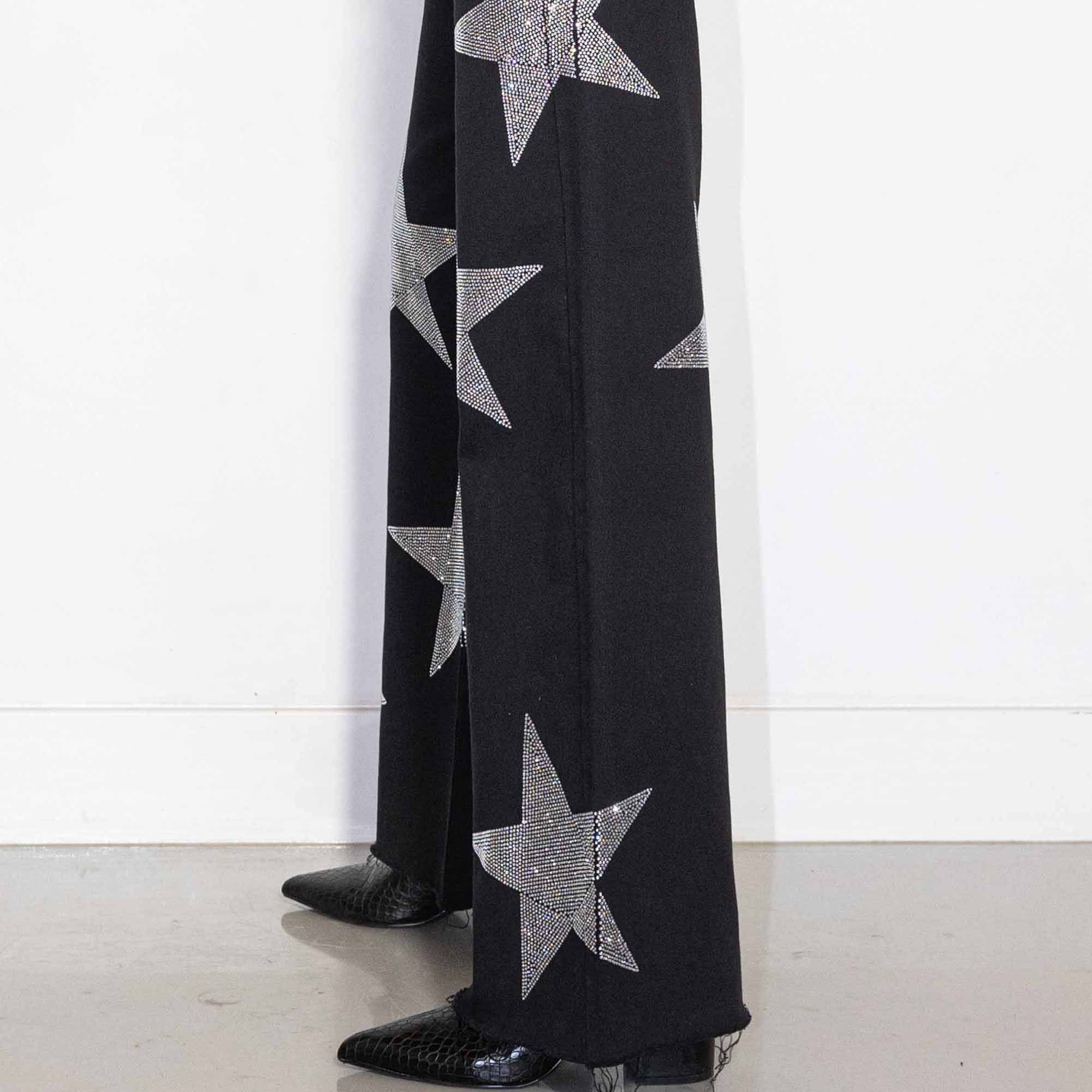 Wide-Leg Rhinestone Jeans