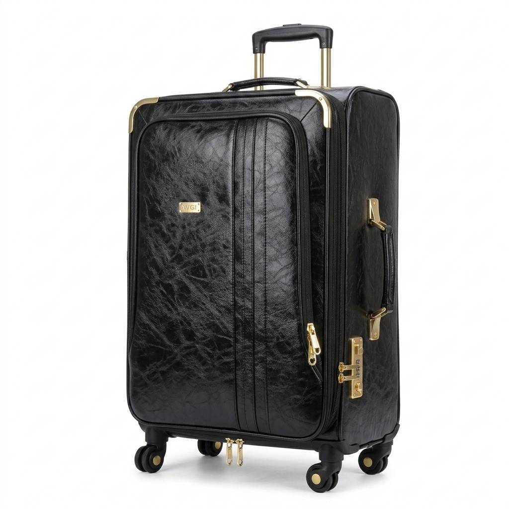 2026 Vintage PU Leather Trolley Suitcase