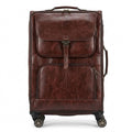 Single Medium Brown Leather Suitcase