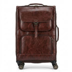 Single Medium Brown Leather Suitcase
