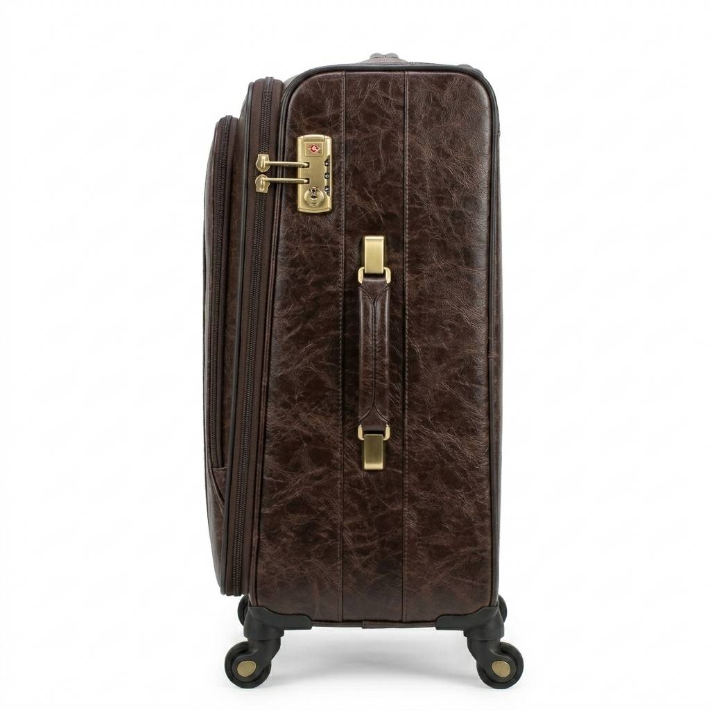 2026 Vintage PU Leather Trolley Suitcase