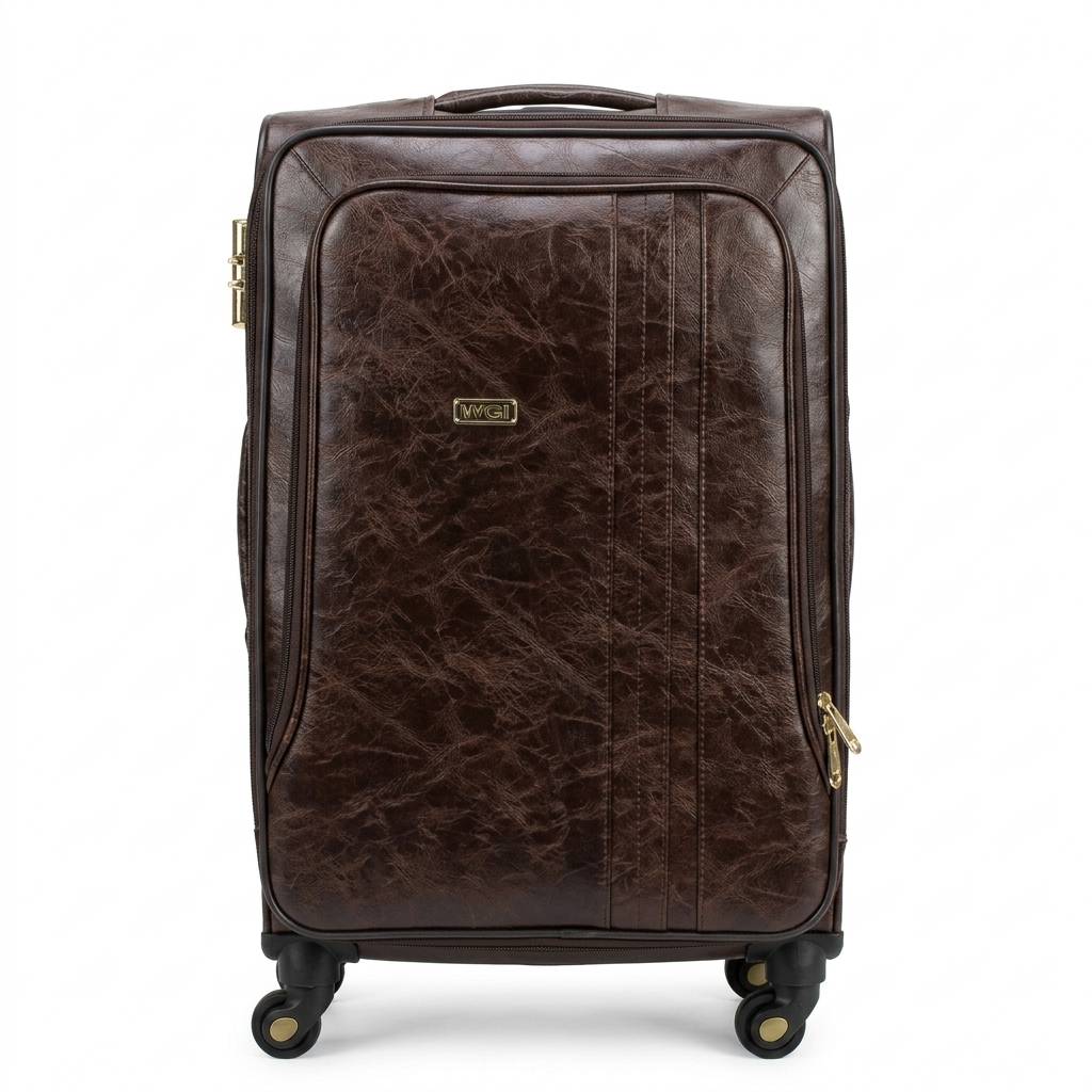 2026 Vintage PU Leather Trolley Suitcase
