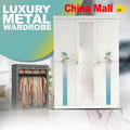 White Three-Door Metal Wardrobe