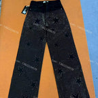 Rhinestone Wide-Leg Denim Jeans