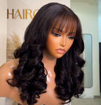Natural Lace Front Wig with Bangs