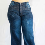 Scattered Rhinestone Jeans