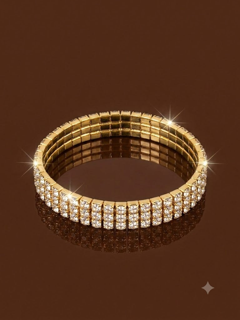 Glamour" 3-Row Crystal Bracelet