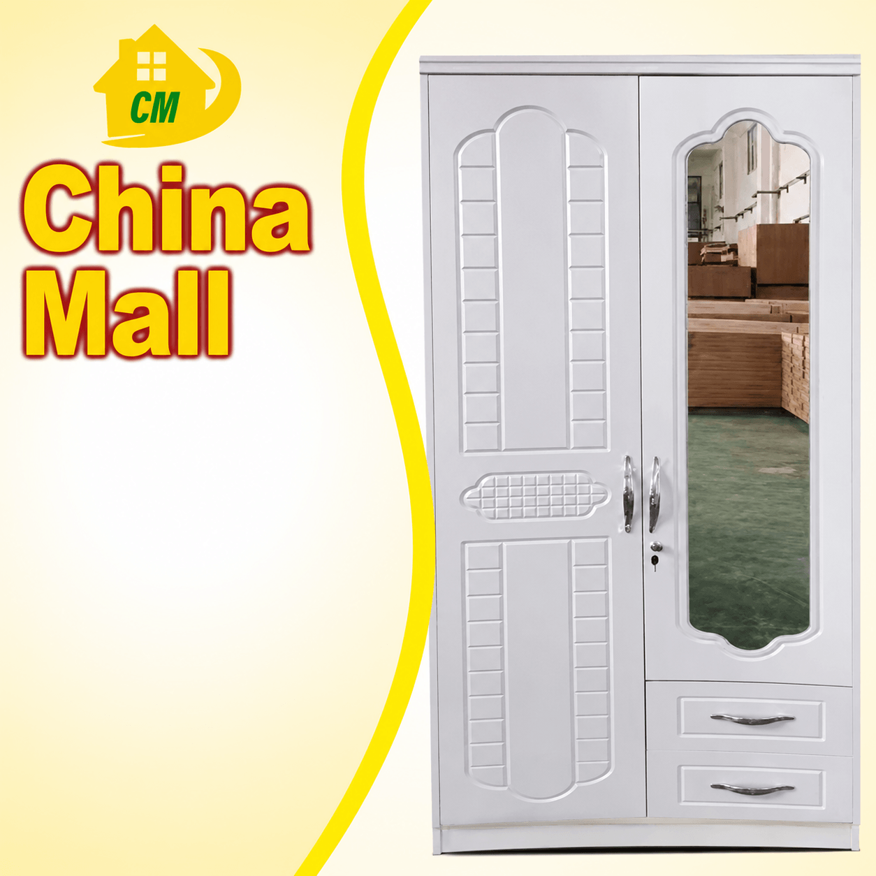 White 2-Door Wooden Wardrobe