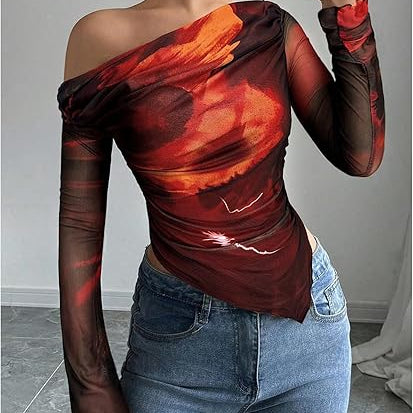 Floral Long-Sleeve Stretchy Top