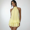 Chiffon Halter Ruffle Mini Dress