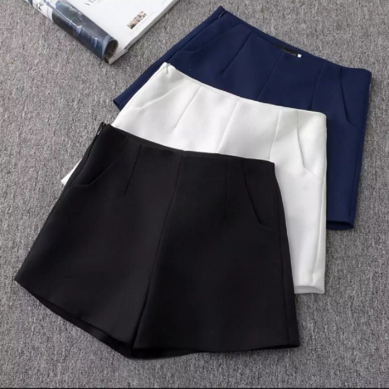 High Waist Zipper Flared Shorts