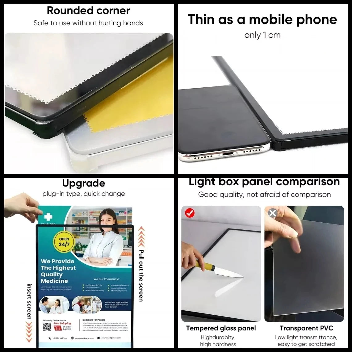 Billboard illuminated led display Menu price list slim advertising movie poster light box