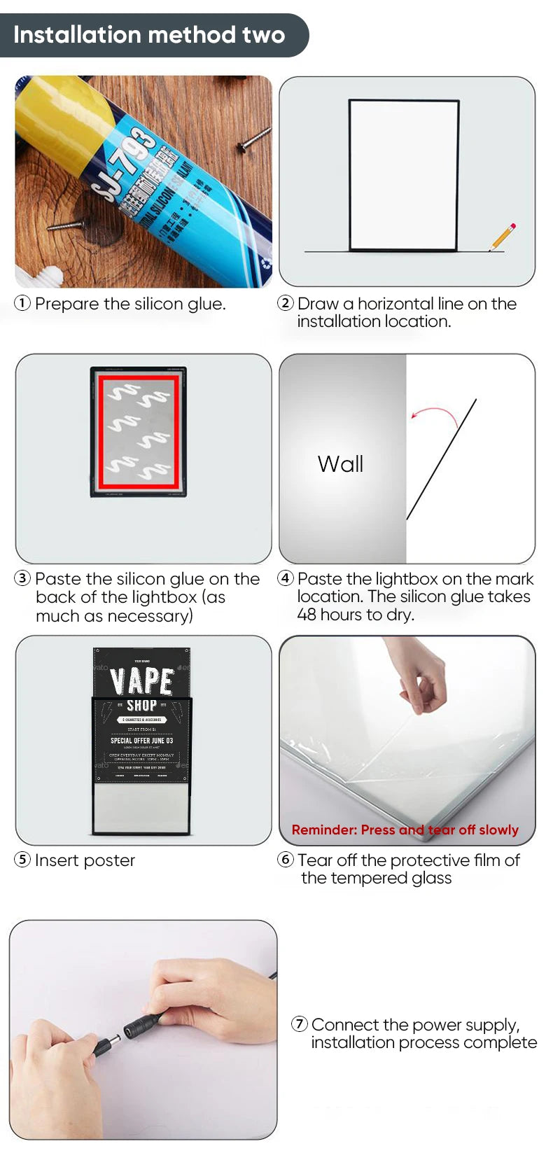 Billboard illuminated led display Menu price list slim advertising movie poster light box