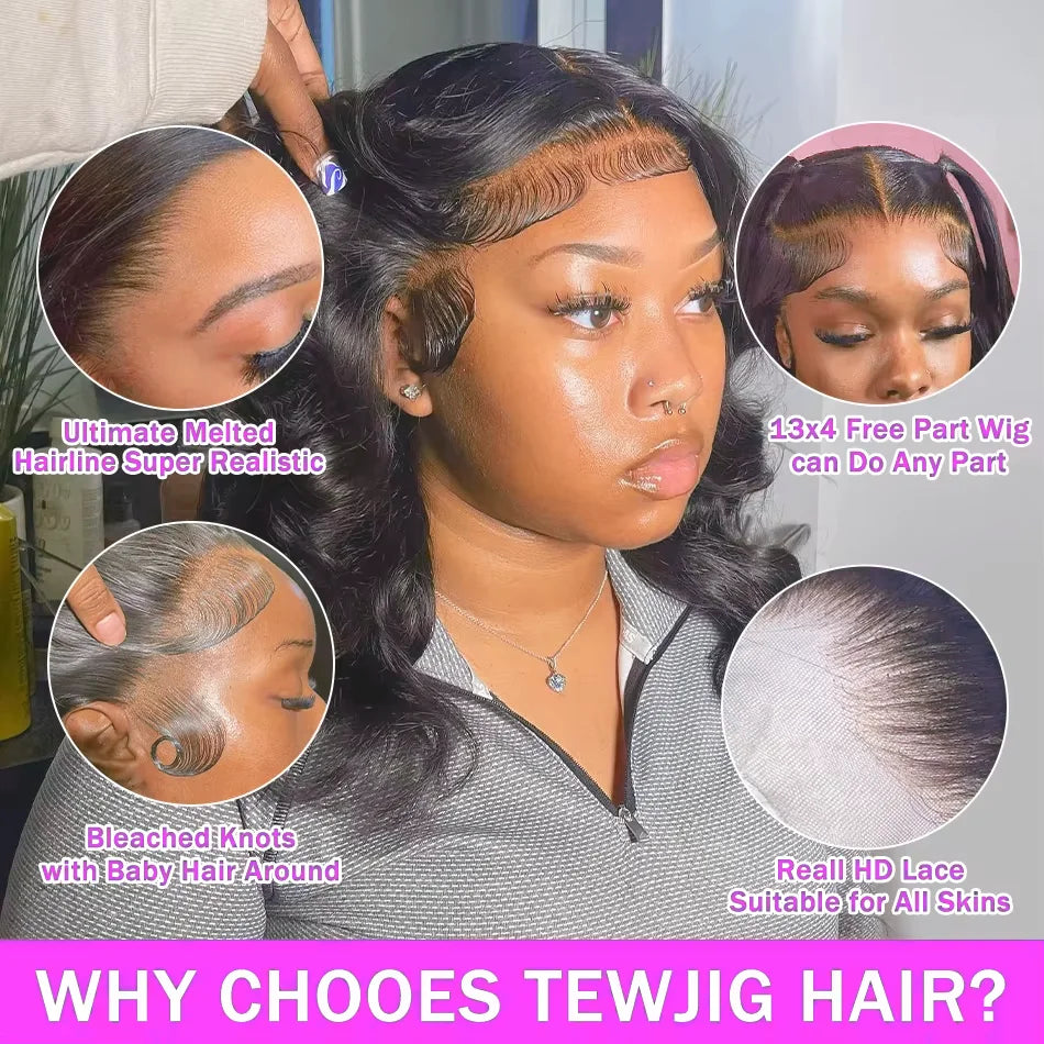 250% Body Wave HD Lace Frontal Wig Short Bob Wig Human Hair Glueless Human Hair Wavy 13x4 Transparent Lace Front Wigs For Women