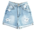 Lace & Bow Denim Shorts