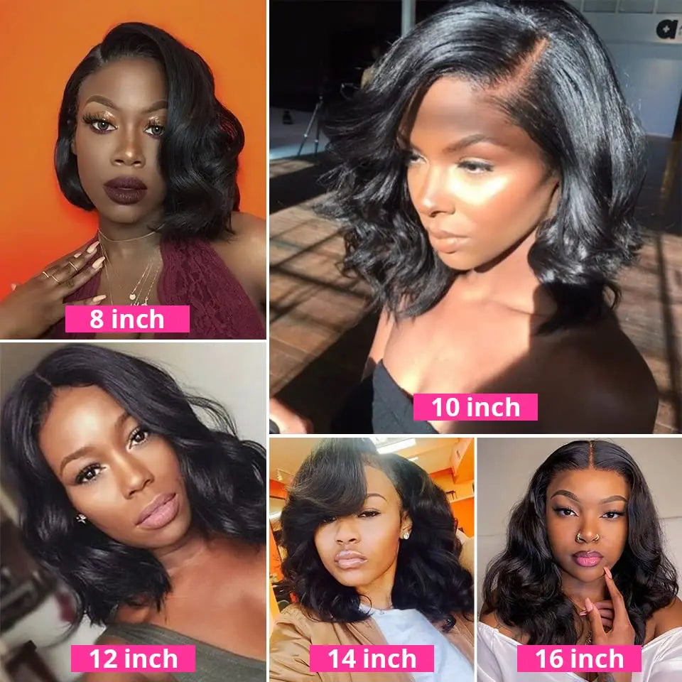 Brazilian 200% Short Bob Wig 13x4 Transparent Lace Frontal Body Wave 4x4 Lace Closure Natural Human Hair Wavys Bob Wig For Women