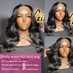 250% Body Wave HD Lace Frontal Wig Short Bob Wig Human Hair Glueless Human Hair Wavy 13x4 Transparent Lace Front Wigs For Women