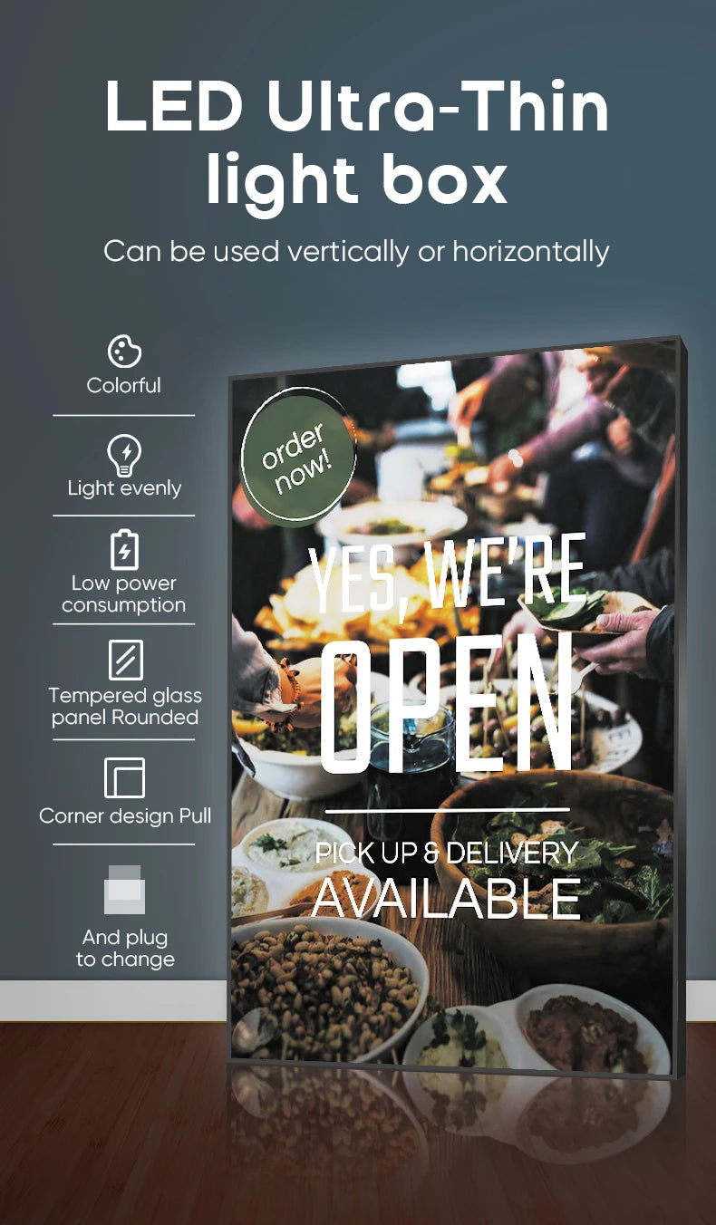 Billboard illuminated led display Menu price list slim advertising movie poster light box