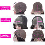 250% Body Wave HD Lace Frontal Wig Short Bob Wig Human Hair Glueless Human Hair Wavy 13x4 Transparent Lace Front Wigs For Women