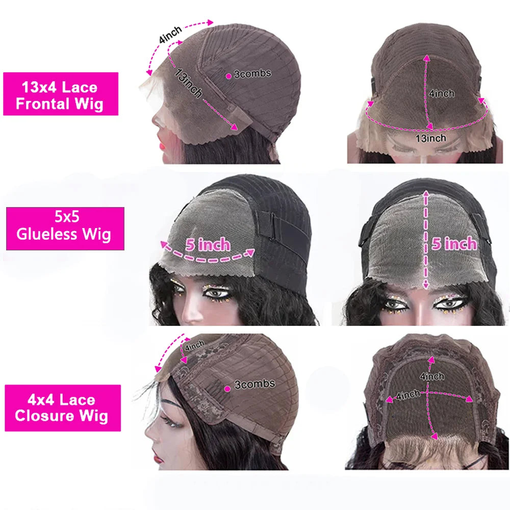 250% Body Wave HD Lace Frontal Wig Short Bob Wig Human Hair Glueless Human Hair Wavy 13x4 Transparent Lace Front Wigs For Women