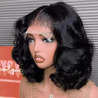 250% Body Wave HD Lace Frontal Wig Short Bob Wig Human Hair Glueless Human Hair Wavy 13x4 Transparent Lace Front Wigs For Women