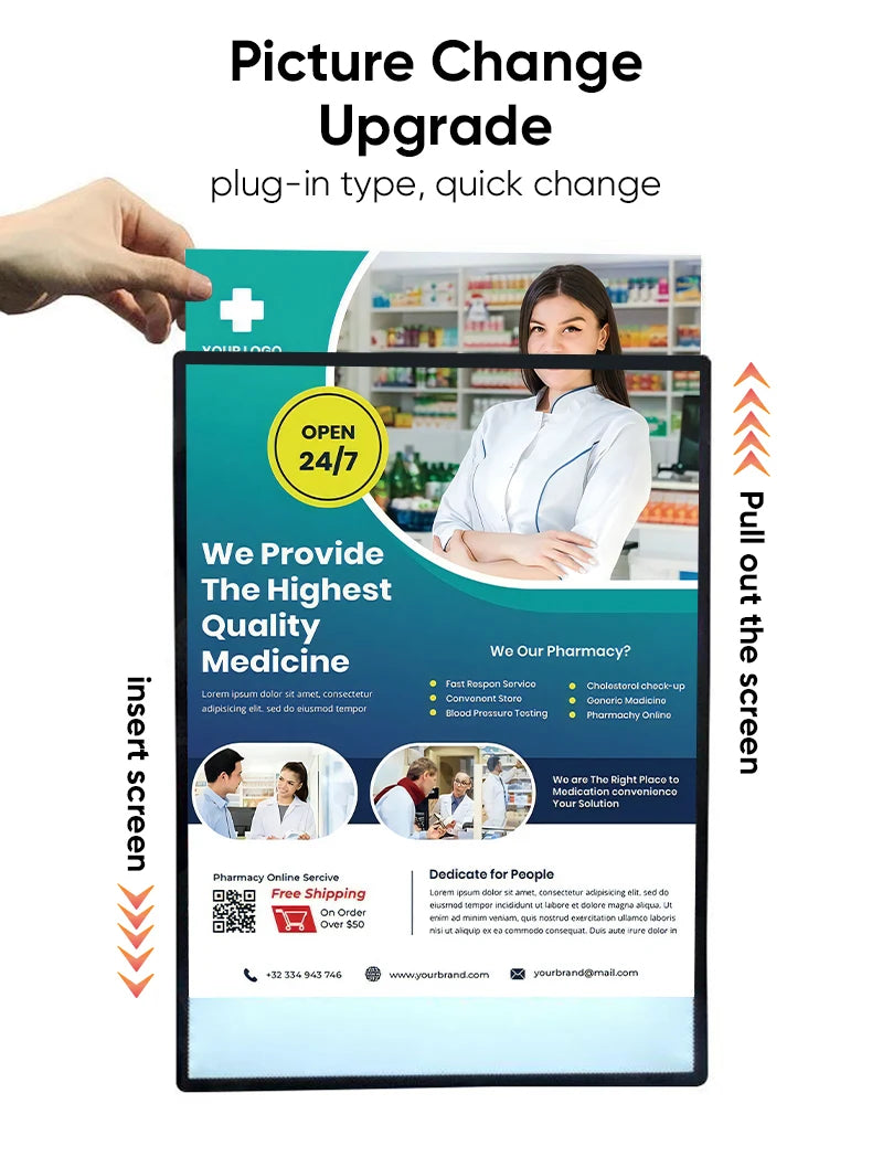 Billboard illuminated led display Menu price list slim advertising movie poster light box