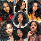 Brazilian 200% Short Bob Wig 13x4 Transparent Lace Frontal Body Wave 4x4 Lace Closure Natural Human Hair Wavys Bob Wig For Women