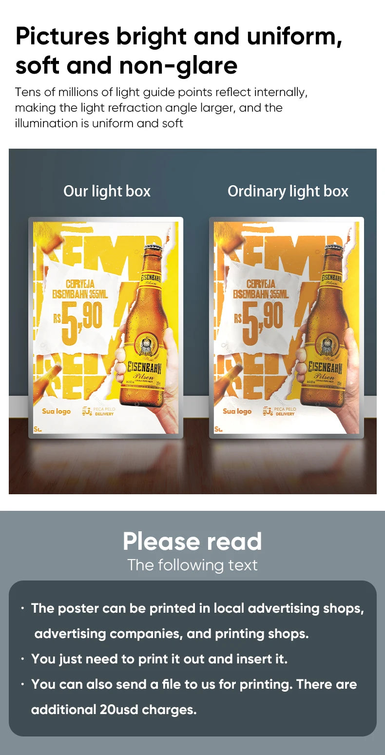 Billboard illuminated led display Menu price list slim advertising movie poster light box