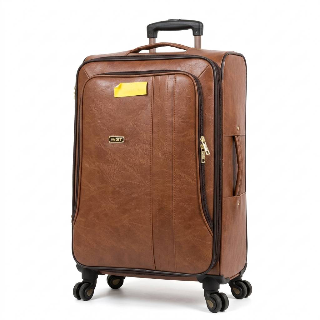 Vintage PU Leather Trolley Suitcase