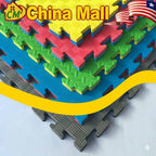 Colorful interlocking foam mats with 'China Mall' branding and an American flag.