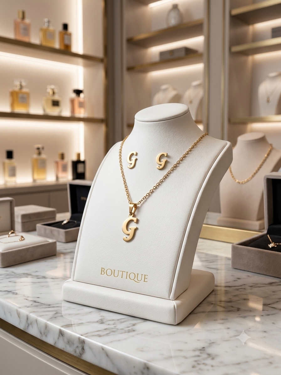 G" Necklace & Earrings Set