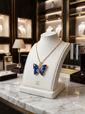 Gold-Toned Blue Crystal  Necklace