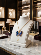 Gold-Toned Blue Crystal  Necklace
