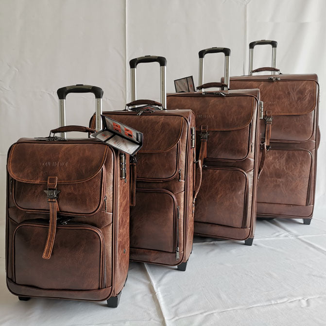 Single Medium Brown Leather Suitcase