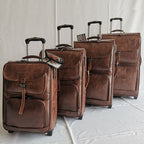Single Medium Brown Leather Suitcase