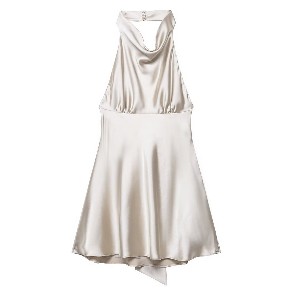 Women's 2026 Satin Backless Halter Mini Dress