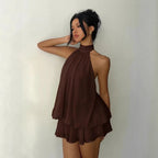 Lightweight Chiffon Halter Mini Dress