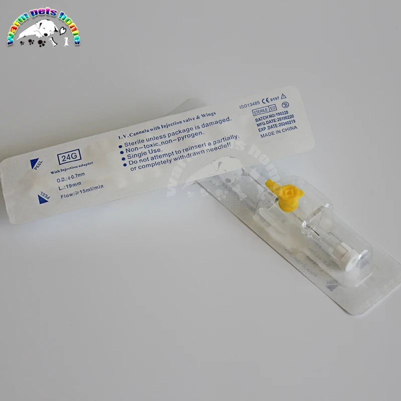 10-50pcs IV Cannula with Injection Port & Wings Sterile I V Catheters 20G 22G 24G Veterinary Equipment