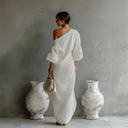 Elegant Long Sleeve Flared Hem Evening Dress