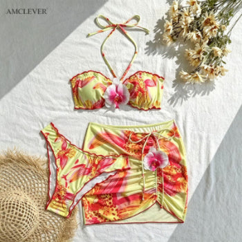 2026 European Halter 3pcs Bikini Set