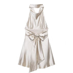 Women's 2026 Satin Backless Halter Mini Dress
