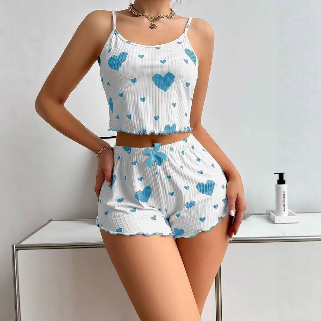 Gen Z Heart Print 2-Piece Cami Pajama Set