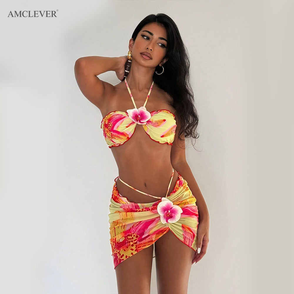 Women's 3D Flower Bikini Set