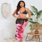 Women's Sexy Bikini Set with Mesh Long Skirt