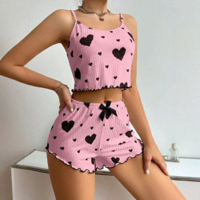 2-Piece Cami Heart Pajama Set