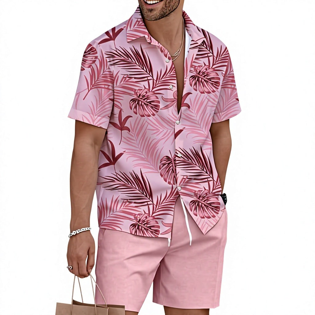 Men's Summer 2-Piece Shirt & Shorts Set